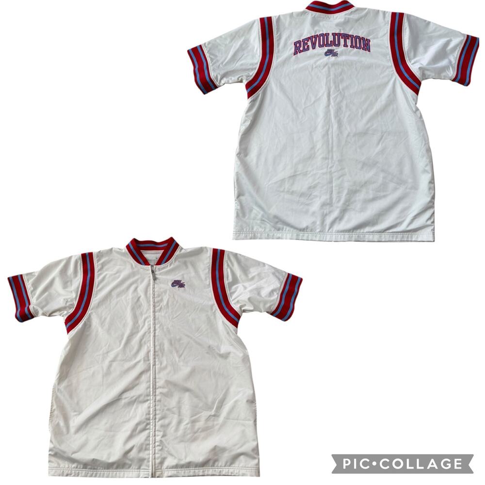 VTG Nike Air Revolution short sleeve zip long jacket white red blue XL